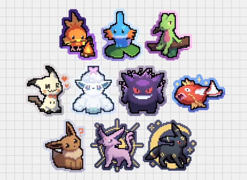 Pokemon Pixel Stickers by Luhuala - in.cube8r
