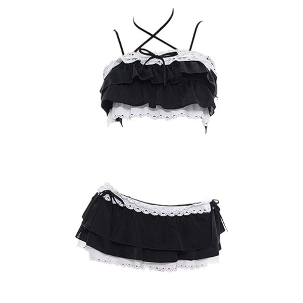 YOMORIO Womens Kawaii Japanese Ruffle Bikini Swimsuit Anime Cute Cat Cosplay Lingerie Costume