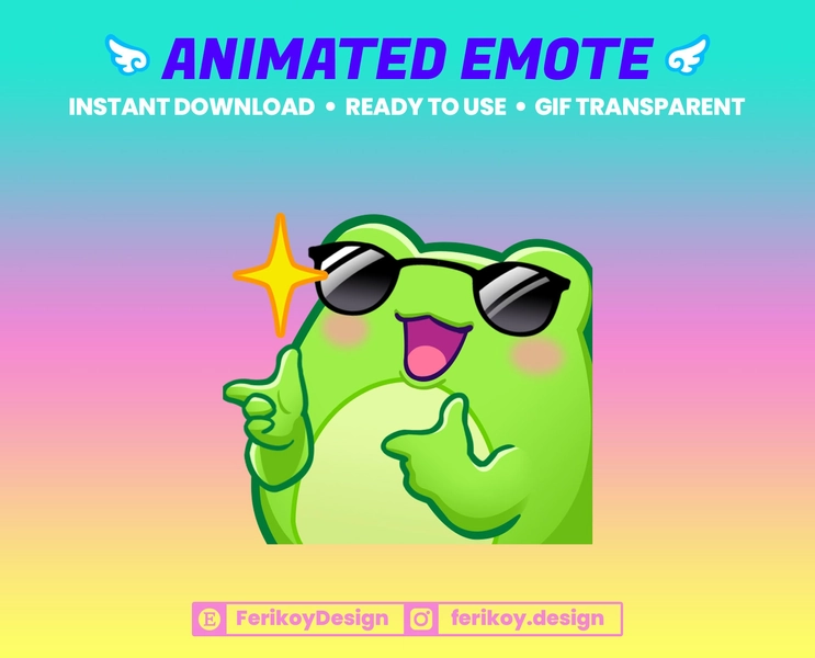Cool Finger Gun Cute Frog Animated Emote - EZ Easy Cute Frog - for Twitch and Discord! (and more)