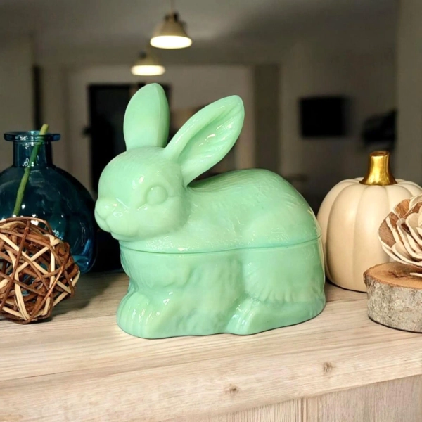 Jadeite Depression Style Glass Bunny Rabbit