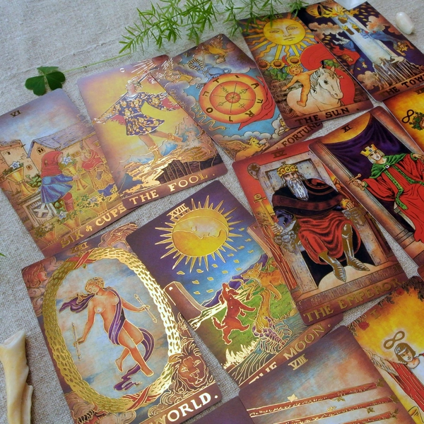 Eco Plastic Borderless Gold Foil Tarot - 10 of Pentacles Tarot