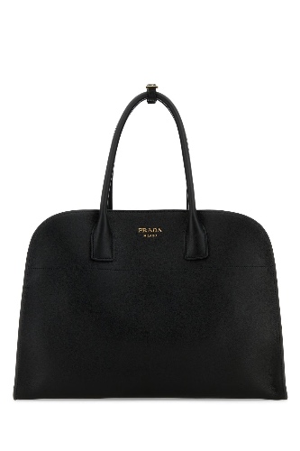 Black leather shopping bag - OS