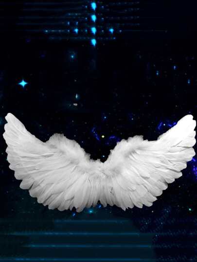 1 st. Fairy Angel Wing Back Decoratie Kerstkostuum Witte Veer Demon Prop Kleurrijke Vleugel Kleine Accessoire Decoratie, Halloween Verkleedpartij, Vakantie Verkleedpartij Props