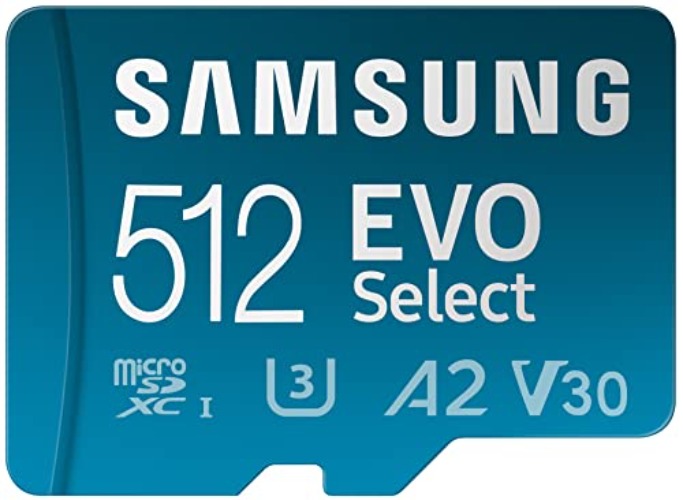 SAMSUNG EVO Select Micro SD-Memory-Card + Adapter, 512GB microSDXC 130MB/s Full HD & 4K UHD, UHS-I, U3, A2, V30, Expanded Storage for Android Smartphones, Tablets, Nintendo-Switch (MB-ME512KA/AM) - 512GB - Standard - up to 130 MB/s