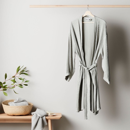 Waffle Bathrobe by ettitude - Sage / XL