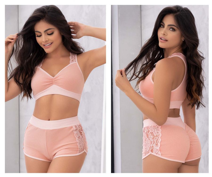Mapale Two Piece Pajama Set. Top and Shorts Color Rose - XL / Rose