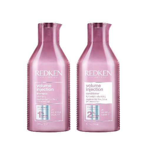 Redken Volume Injection Shampoo and Conditioner Set, 2 Bundle Pack for Fine Hair, Adding Lift & Body, Paraben Free