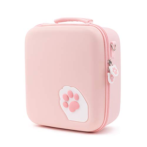 GeekShare Pink Cat Paw Case Compatible with Nintendo Switch/OLED, Travel System Case with 18 Game-Card Slots for Switch Console, Pro Controller, Dock and Accessories - Pink