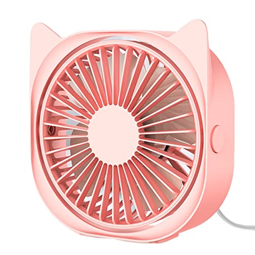 USB Desk Fans Small Quiet - Mini Cute Desk Fan USB Powered 3 Wind Speeds 360° Rotatable Portable Personal Little Table Fans for Home Bedroom Nightstand Office Work Desktop Dorm (Pink) - Pink