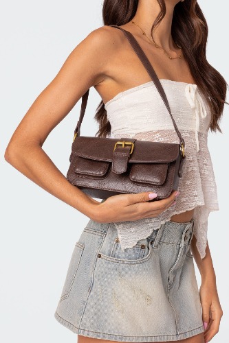 Faux Leather Buckle Bag | BROWN / OS