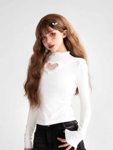 white heart cutout turtleneck