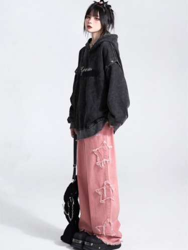 faded pink star jeans