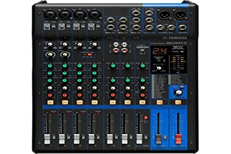 Yamaha MG10XUF Mischpult – Kompakter Mixer mit 10 Eingangskanälen, SPX-Digitaleffekten, USB-Audio-Funktionen und D-PRE-Mikrofonvorverstärkern (Fader Version) - MG10X (Fader-Version) - Single