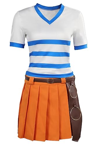 Nami Cosplay Costume Movie Real-life Version Nami Top Skirt Suits with Belt Halloween - Small