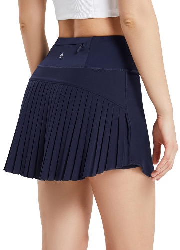 BALEAF Women's Pleated Tennis Skirts High Waisted Lightweight Athletic Golf Skorts Skirts with Shorts Pockets - Navy Small
