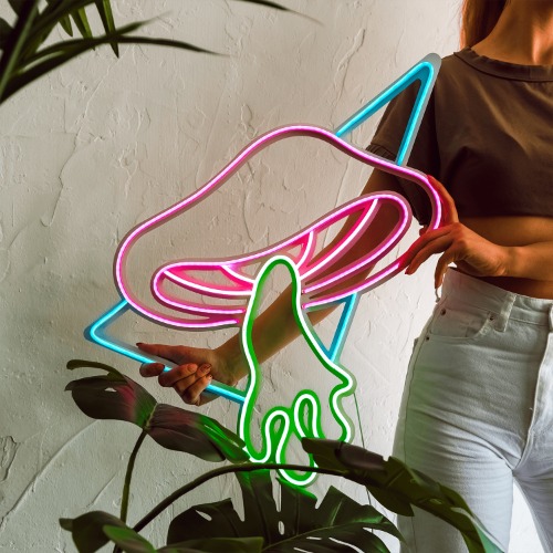 Flying Mushroom Neon Wall Art