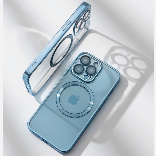 Framed Clear iPhone Case for Wireless Charging - Blue / iPhone 14 Pro Max