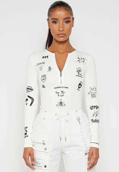 Graffiti Bodysuit - Off White | UK 6 / White / WMN1708-02