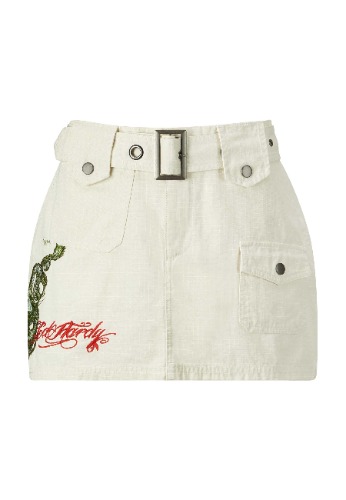 Womens Twisted Dragon Cargo Mini Skirt - Beige | XS / BEIGE