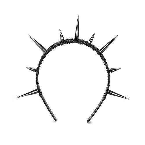 Gothic Crown Spike Headband For Women Girls，Goth spiky Dark Wicked Queen Headpiece， Black Tiaras Witch Costume Jewelry Accessories ，Halo Hair Hoop For Cosplay Halloween (balck headband)