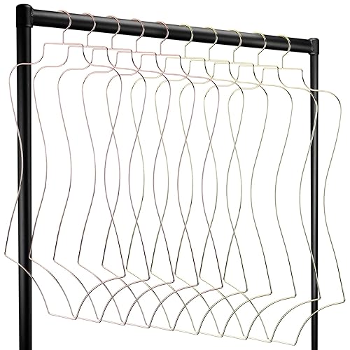Qunclay 10 Pack Bikini Hanger Set Body Shape Lingerie Hangers 5 Pcs Gold and 5 Pcs Rose Gold Wire Organizer Metal Display Swimsuit Supplies for Boutique Closet Clothes Dress Swimwear Bathing Suit Form