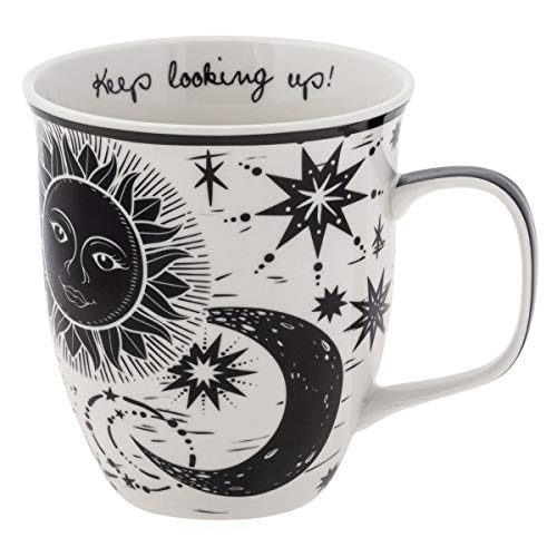 Karma Gifts 16 oz Black and White Boho Mug Celestial - Cute Coffee and Tea Mug - Ceramic Coffee Mugs for Women and Men