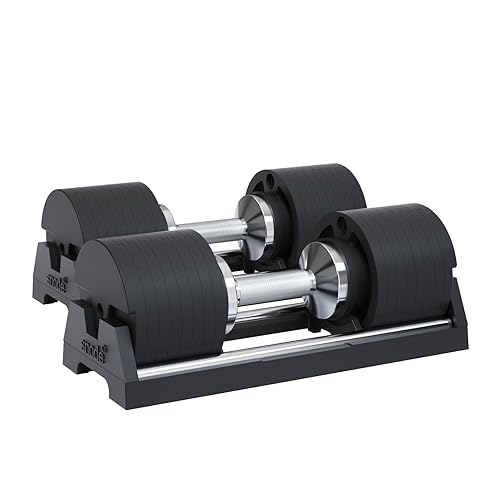 SNODE AD80 Drop Resistance 80 lbs Adjustable Dumbbell Set- Exhaustion Training Weights Adjustable Dumbbells- Cast Iron Plates, Iron Cradle, Anti-Slip Metal Handle, Fast Adjust, Compact Design - AD80 Pair