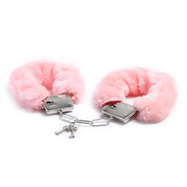 Fuzzy Pink Hand Cuff, Stainless Steel Pink Fluffy Handcuffs for Ankles and Wrist with Chain Set Fuzzy Sweater Hand Cuff Set for Adults Bedroom Hand Cuffs for Women Couples 2PC (Pink)