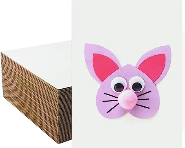 50 Pack White Corrugated Cardboard Sheets 9x12 inch