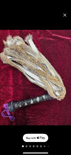 Rabbit Fur Flogger with Leather Handle