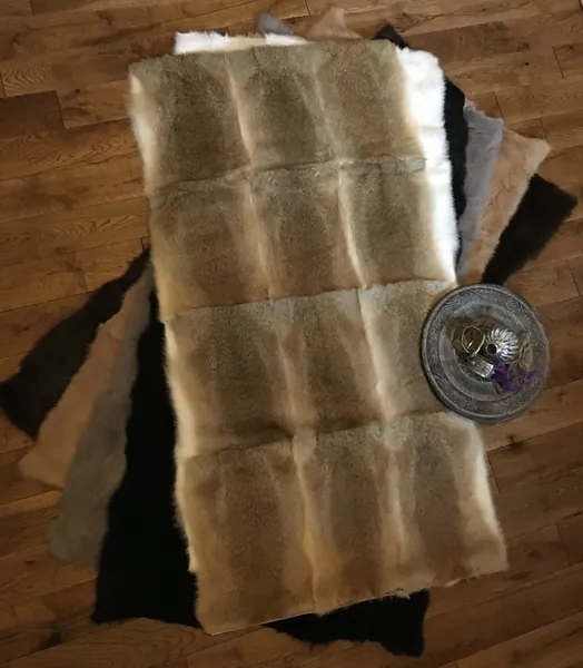 Luxury Real Rabbit Fur Plate 120cmx60cm Tanned for throws, blankets, garments, soft furnishings, LARP