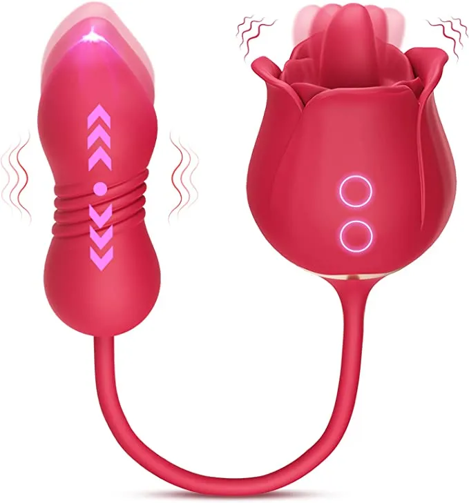 Amazon.com: Rose Toy Vibrator for Woman - 3 in 1 Rose Sex Stimulator Clitoral Tongue Licking Thrusting G Spot Dildo Vibrator with 9 Modes, Rose Adult Sex Toys Games, Clit Nipple Licker for Women Man Couples : Health & Household