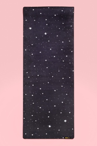 Black Starry Vegan Suede Yoga Mat by POPFLEX