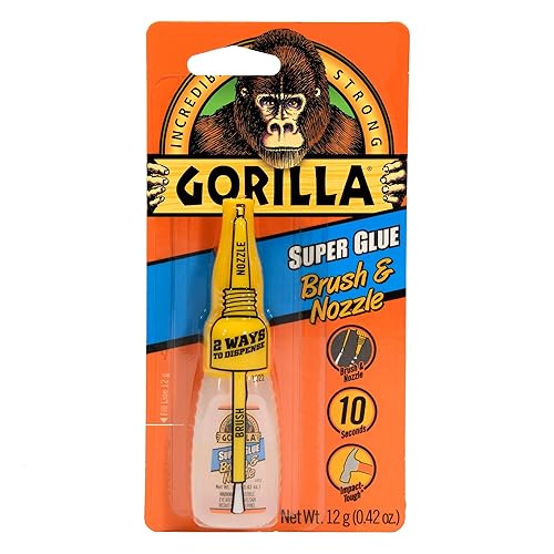 Gorilla Super Glue with Brush & Nozzle Applicator, 12 Gram, Clear, (Pack of 1) - 1 - Pack