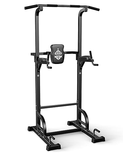 Sportsroyals Power Tower Pull Up Dip Station Assistive Trainer Multi-Function Home Gym Strength Training Fitness Equipment 440LBS - Black-01