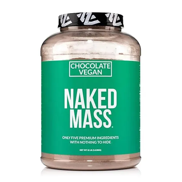 Naked Mass - Chocolate Vegan Weight Gainer - 8Lb Bulk, GMO Free, Gluten Free, Soy Free & Dairy Free. No Artificial Ingredients - 1,280 Calories - 11 Servings