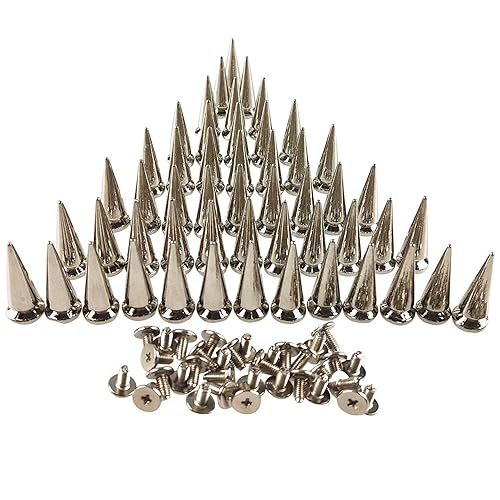 50PCS Silvery Cone Spikes Metallic Screw Back Studs DIY Craft Cool Rivets Punk 10 X 25mm