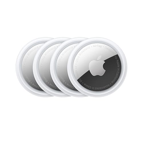 Apple AirTag 4er Pack - Finde und behalte Deine Sachen im Blick: Schlüssel, Geldbörsen, Gepäck, Rucksäcke und mehr. Einfaches Einrichten mit iPhone oder iPad. Austauschbare Batterie - 4er Pack