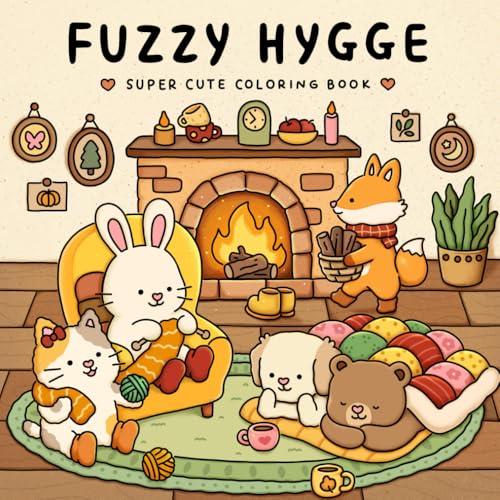 Fuzzy Hygge: Cute and Cozy Coloring Book (Fuzzy Friends Coloring)
