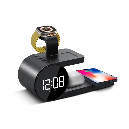 Brookstone 3 in 1 Wireless Charging Station and Alarm Clock - Black