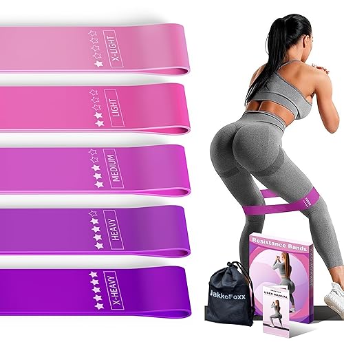 Resistance Loop Exercise Bands, Resistance Bands Exercise Bands for Home Fitness, Stretching, Strength Training, Physical Therapy,Elastic Workout Bands for Women Men Kids, Set of 5 - Assorted
