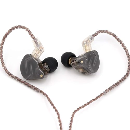 Linsoul KZ ZSN Pro Dual Driver 1BA+1DD Hybrid Metal Earphones HiFi in-Ear Monitor with Detachable 2Pin Cable, Zin Alloy Panel (with Mic, Black) - With Mic - Black