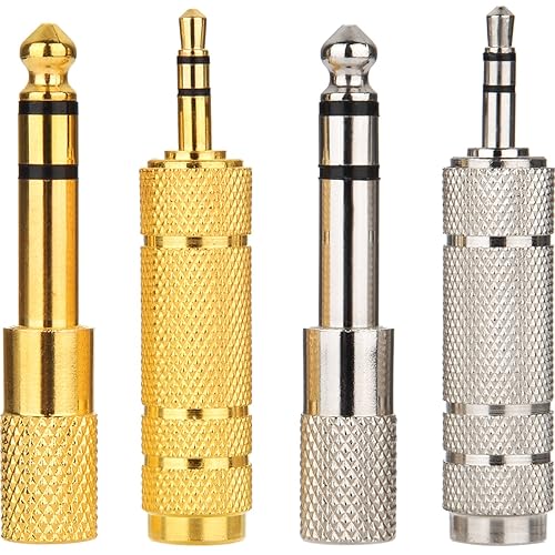 EBOOT 4 Pieces Headphone Adapter 6.35 mm (1/4 Inch) Male to 3.5 mm Female and Audio Stereo Plug 3.5 mm Male to 6.35 mm (1/4 Inch) Female Stereo Jack Adapter for Player, Headphone,Guitar Amplifier
