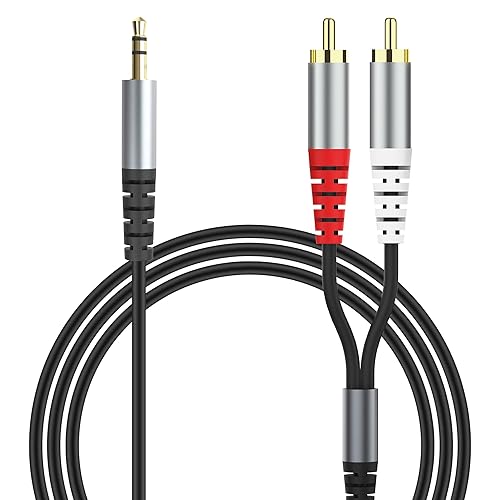 RCA to 3.5mm AUX Cable, (1.5M/4.9Feet) 3.5mm 1/8 to RCA 2-Male Headphone Jack Adapter Y Splitter Premium Stereo Audio Cord for Smartphones, Tablets, HDTV,or MP3 Players, Speakers - RCA cable--1.5M