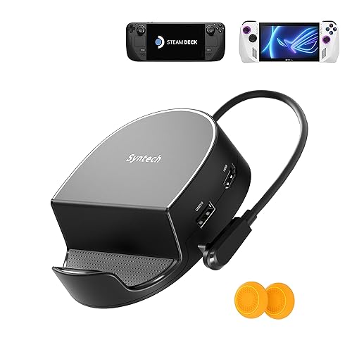 Syntech Mini Dock Compatible with Steam Deck/Steam Deck OLED/ROG Ally, 6-in-1 Docking Station with HDMI 2.0 4K@60Hz, Gigabit Ethernet, 3 x USB 3.0, PD Charging Stable Round Doc