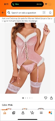 Avidlove Christmas Lingerie for Women Velvet Lingerie Santa Lingerie Set with Garter Belt(No Stockings)