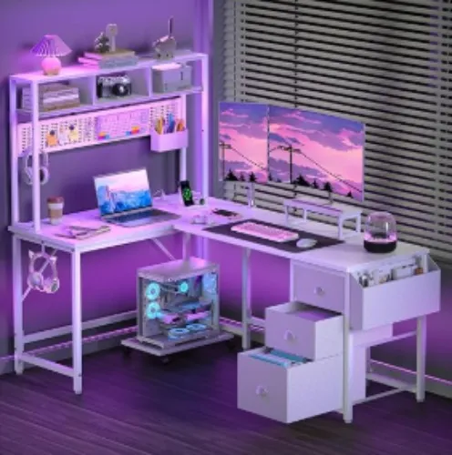 L Shaped Gaming Desk White