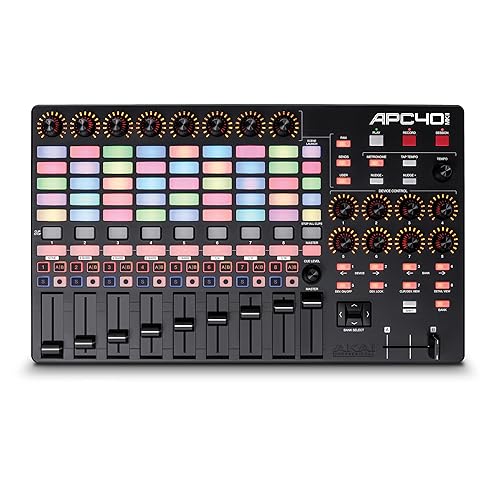Akai Professional APC40 MKII - USB MIDI Controller for 1 to 1 Mapping with Ableton Live Lite with 5x8 Clip Launch Matrix, Knobs and Faders, Pro Software Suite Included - APC40