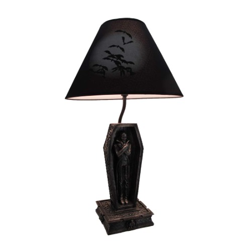 Dark Dawning Vampire in the Coffin Black Table Lamp and Fabric Shade - 