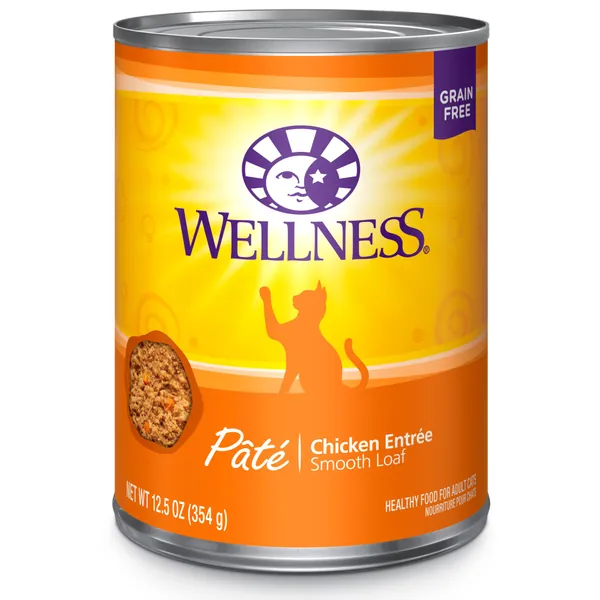 Wellness Complete Health Grain-Free Wet Canned Cat Food, Natural Ingredients, Made in USA with Real Meat, All Breeds, Smooth Pate (3oz, 5 oz, & 12.5 oz Can Sizes) - Adult Cat Chicken 12.5 Ounce (Pack of 12)